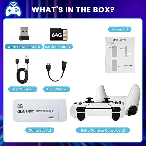 Miniatura 7 de Consola de juegos retro inalámbrica mejorada 2025, consola de juegos retro, consola de videojuegos con HDMI 4K, 23 emuladores de juegos clásicos