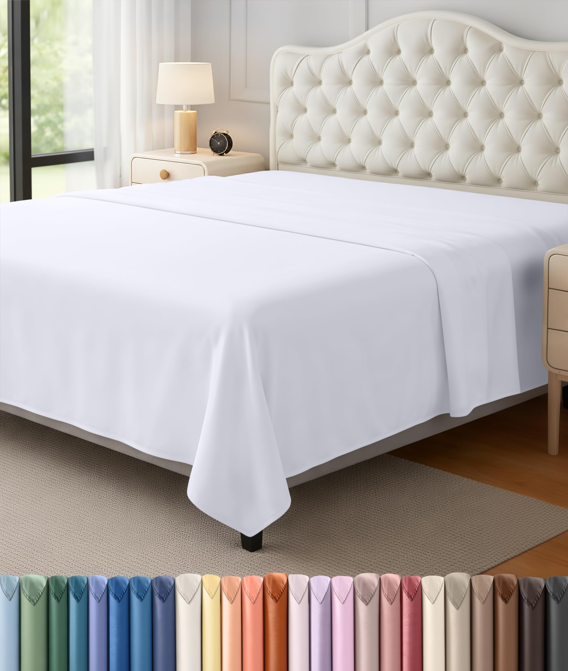 Utopia Bedding Flat Sheet - 1 Pack (Queen, White) - Soft Brushed Microfiber Fabric - Shrinkage & Fade Resistant Top Sheet - Easy Care Bed Sheet