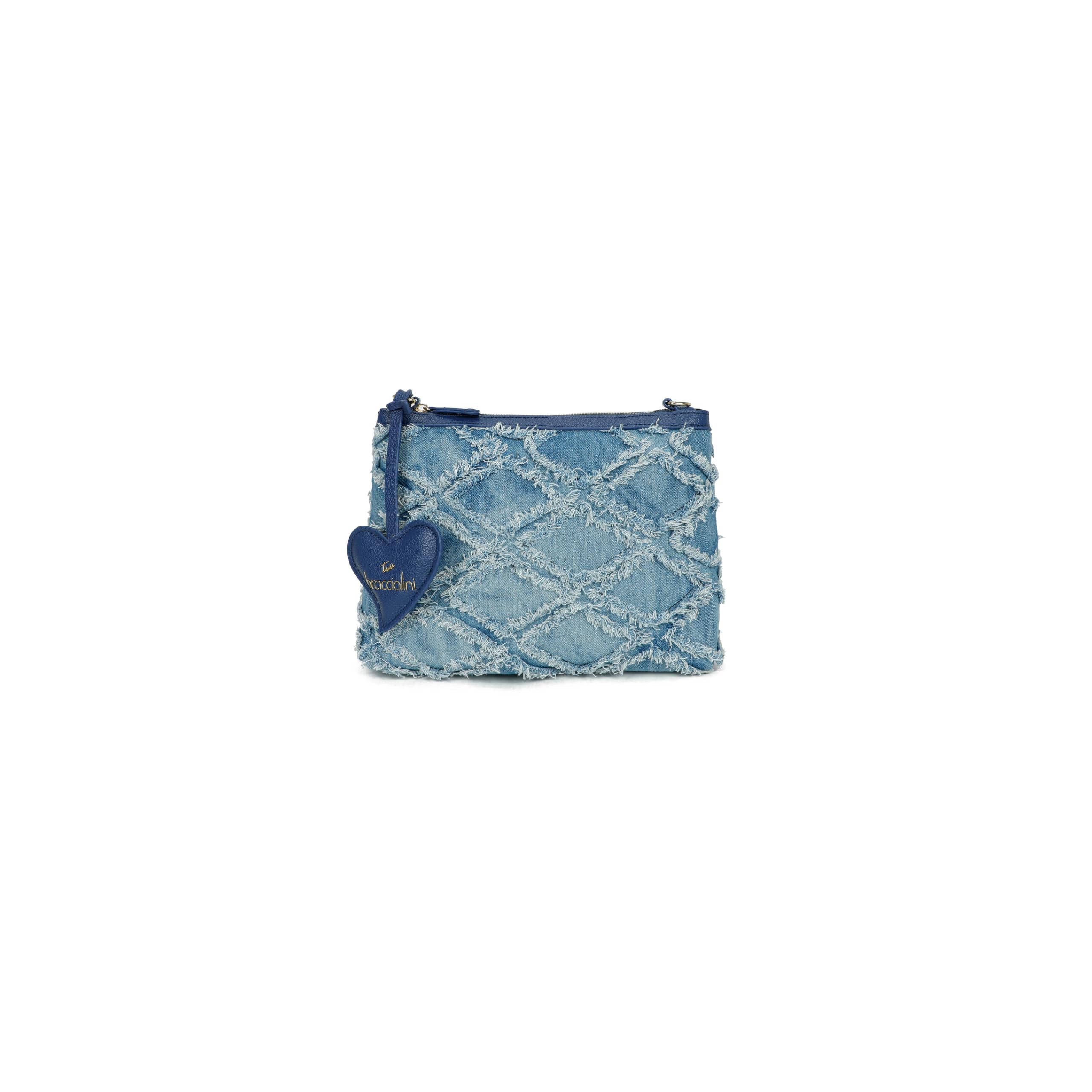 Braccialini Borsa a Tracolla Donna Jinny Jeans in Denim con Cuore