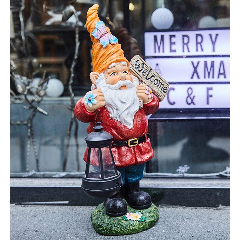 Escultura de decoración de jardín, estatua de gnomo enano, estatua de Papá Noel, estatua de resina, manualidades, jardín, patio, césped, adorno rojo bueno