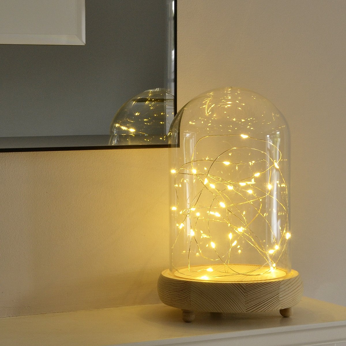 Glass Dome Bell Jar with LED Lights (No Trailing Wires)