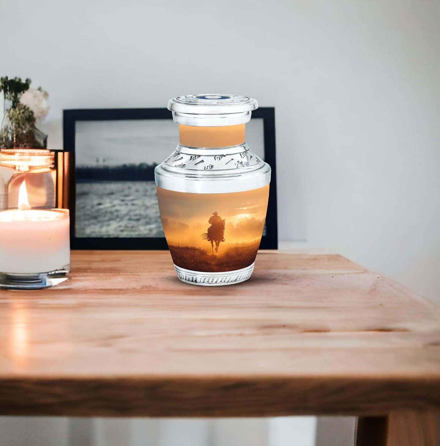 Cowboy Urn - Mini Urns - Urns for Ashes Adult Male - Cremation Urns for Human Ashes Adult Male - Burial Urns for Cremated Remains (3 inch Pack of 1)