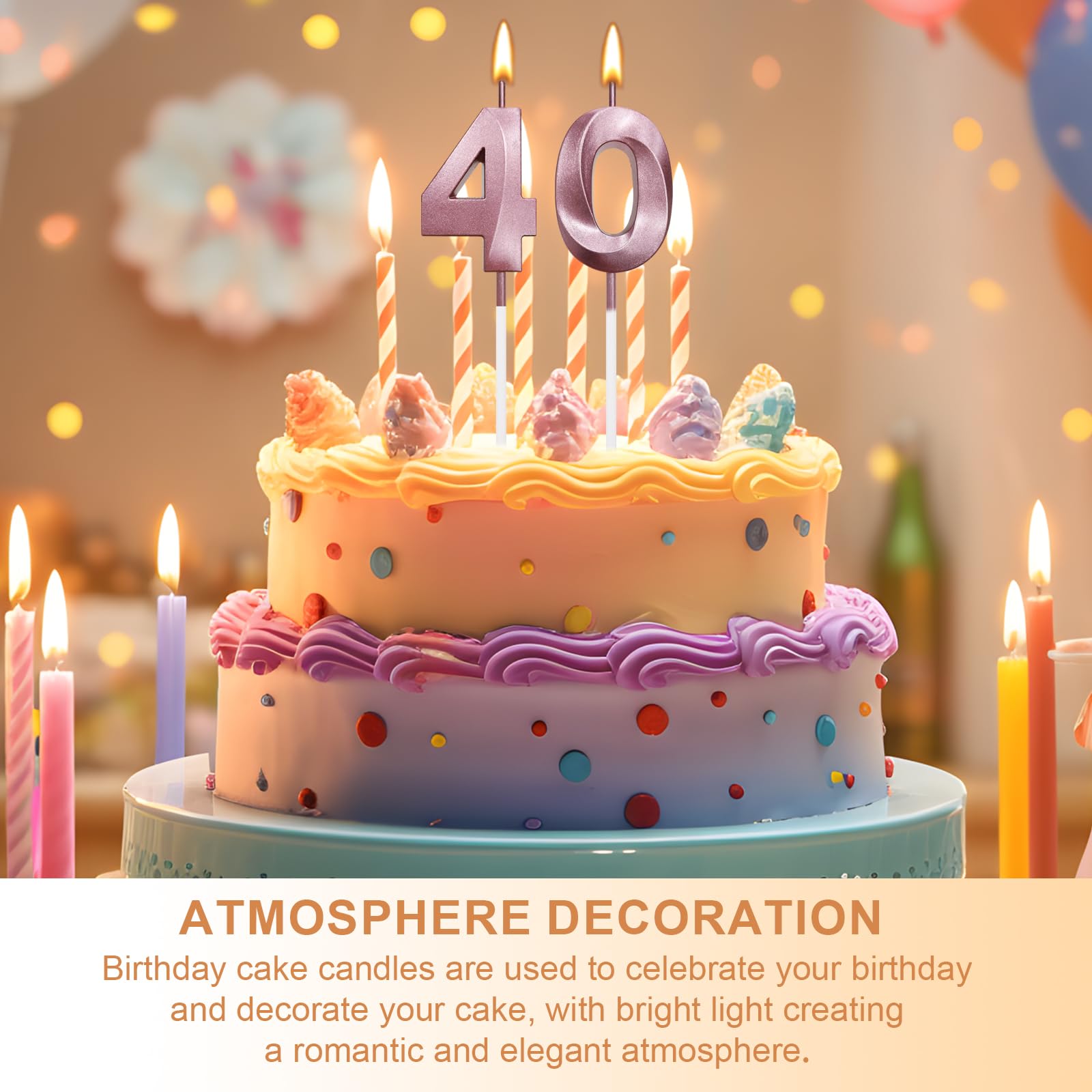 Velas De Número 40 Para Cumpleaños - Decoración Original Para Tarta, Con Diseño De Señal De Prohibición, 3 Unidades