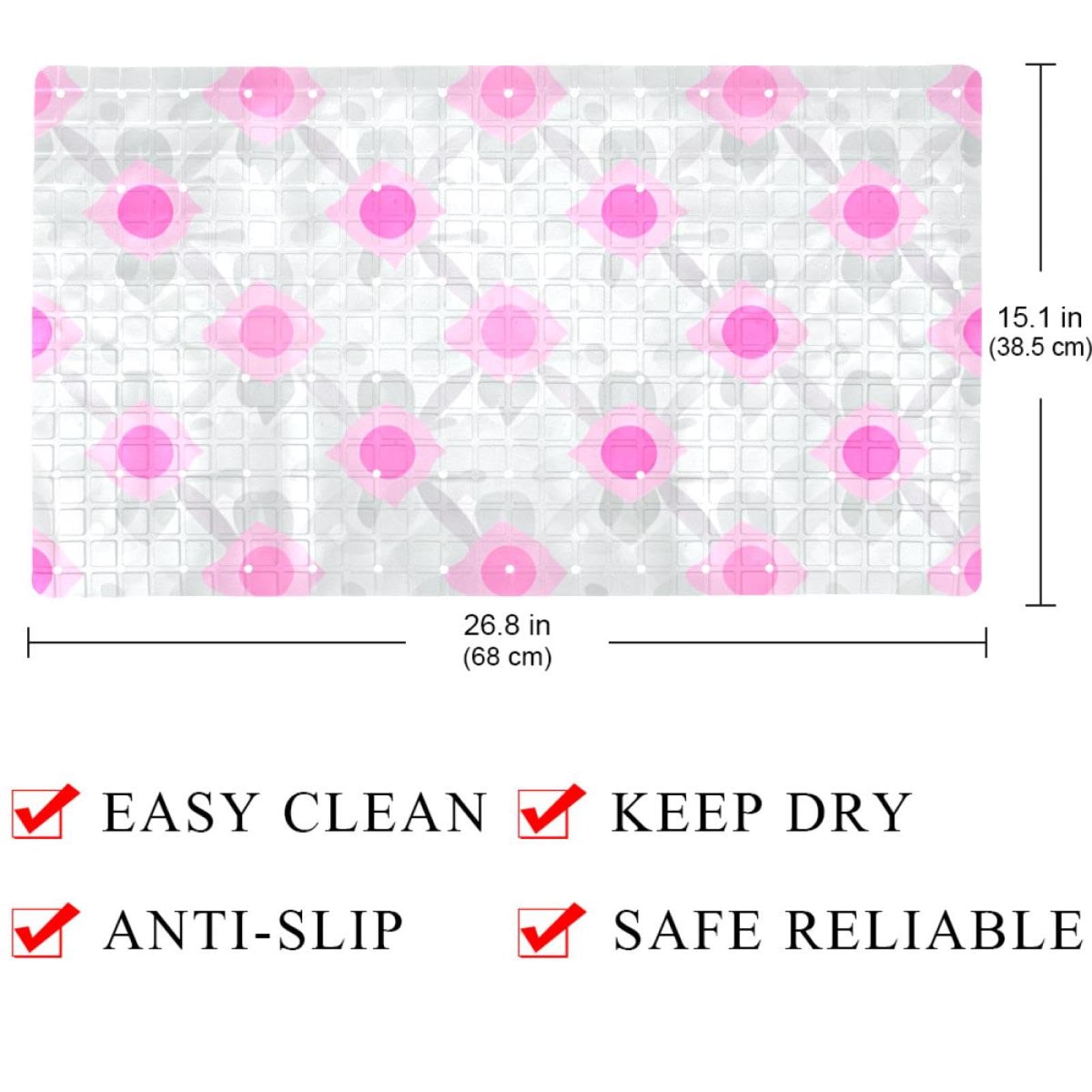 Tapis de bain de qualité supérieure - Antidérapant, facile à nettoyer et sans danger pour toute la famille - Motif à pois