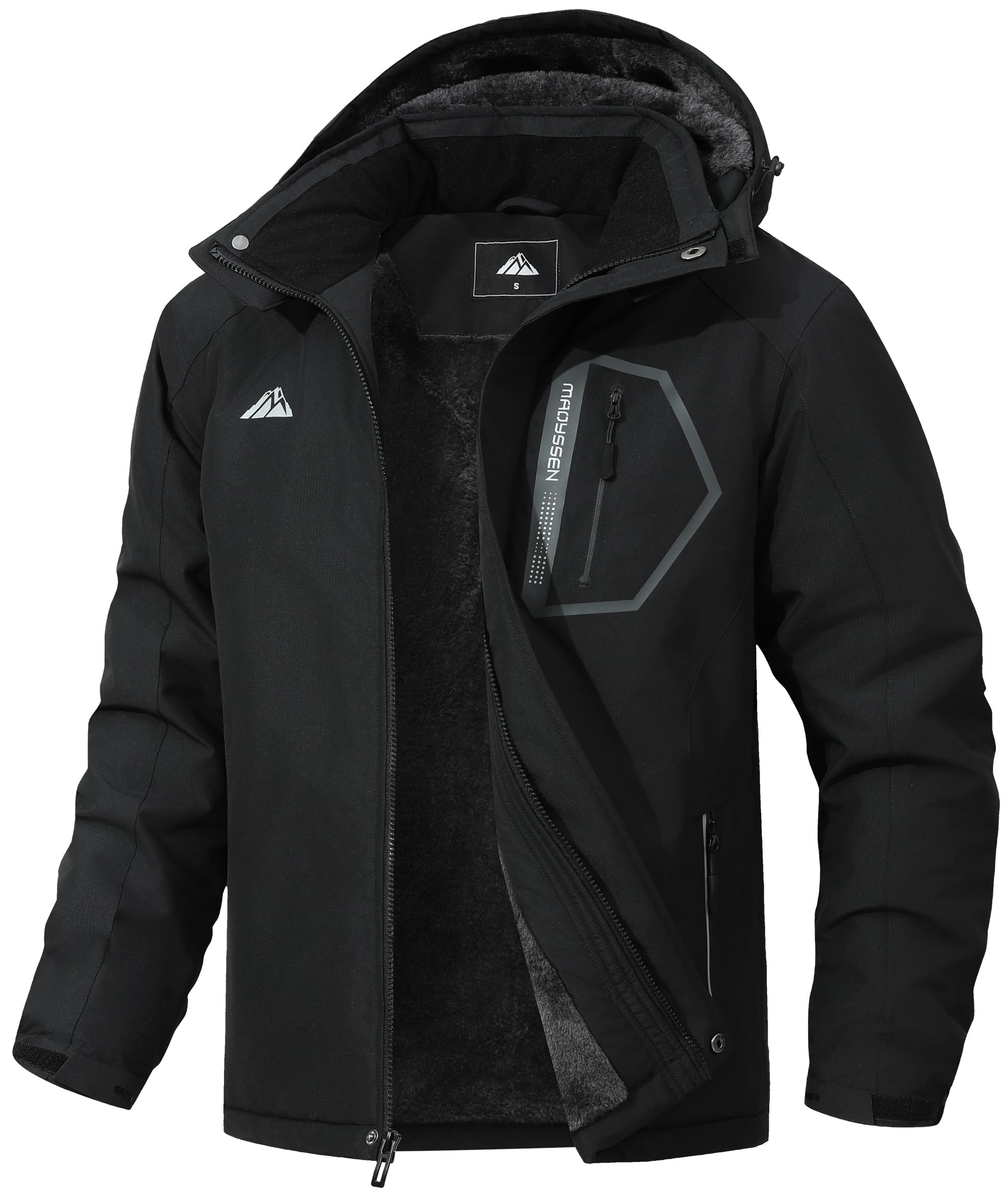 Men's Waterproof and Windproof Ski Jacket, Winter Raincoat with Multiple Pockets, Suitable for Out