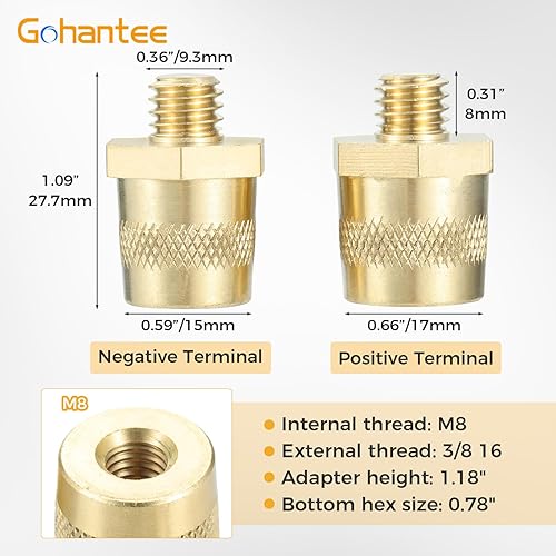 Miniatura 2 de gohantee Conectores de terminal de batería, terminales de poste de batería para postes de carga de terminales superiores o laterales de 3/8 y 16