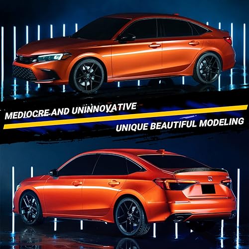 Miniatura 2 de Alerón trasero compatible con Civic 11th 4 puertas Sedan Gen Highkick Duckbill 2022-2024 alerón de tapa de maletero (color de fibra de carbono)