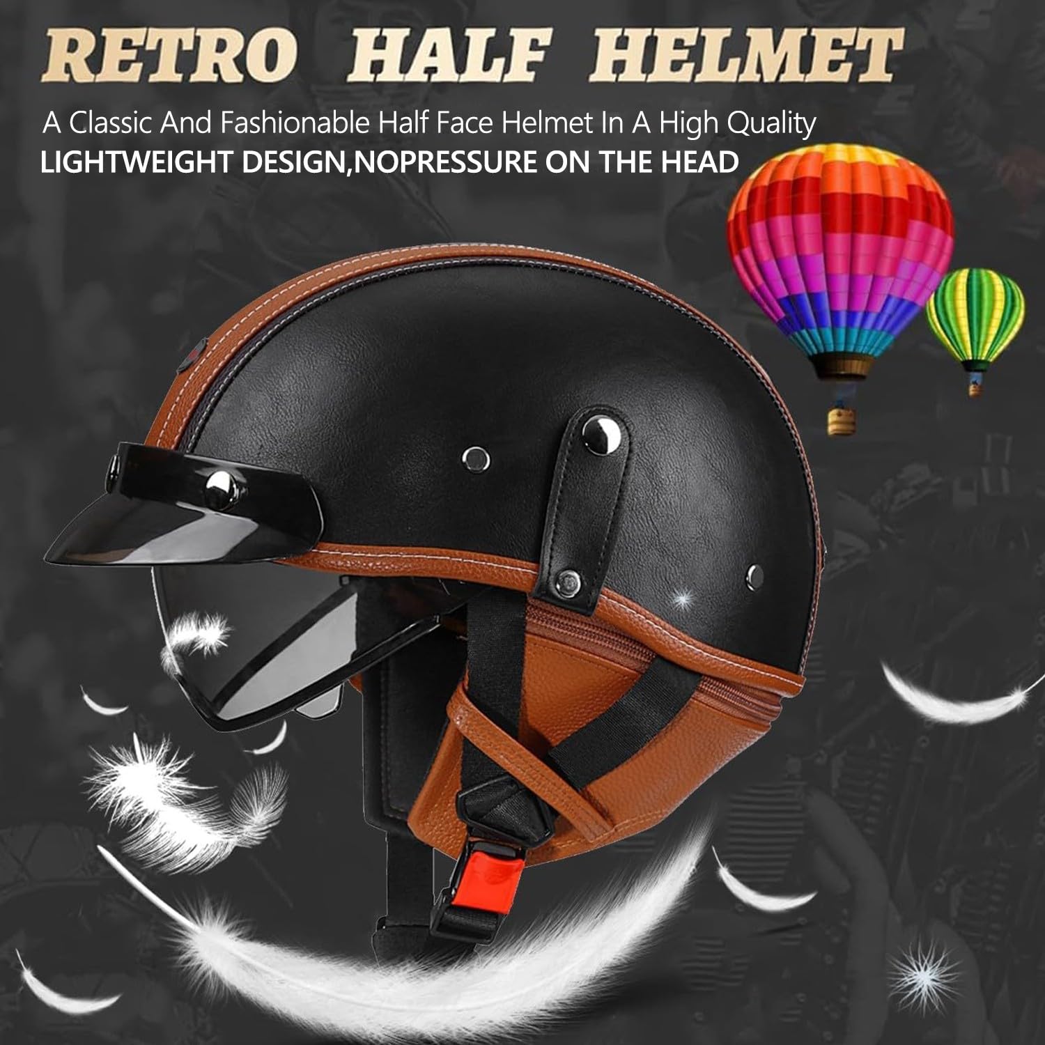 Demi Casque Moto Casque Bol Casque Moto Jet Vintage Casque Ouverte avec Visière Casque Cyclomoteur Casque Scooter Homologué ECEDOT Casque Demi Casque de Moto Unisexe
