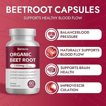 Beravia Beet Root Capsules | Antioxidant Formula - Vegan, Non-GMO, Gluten-Free - 1300mg, 60 Capsules