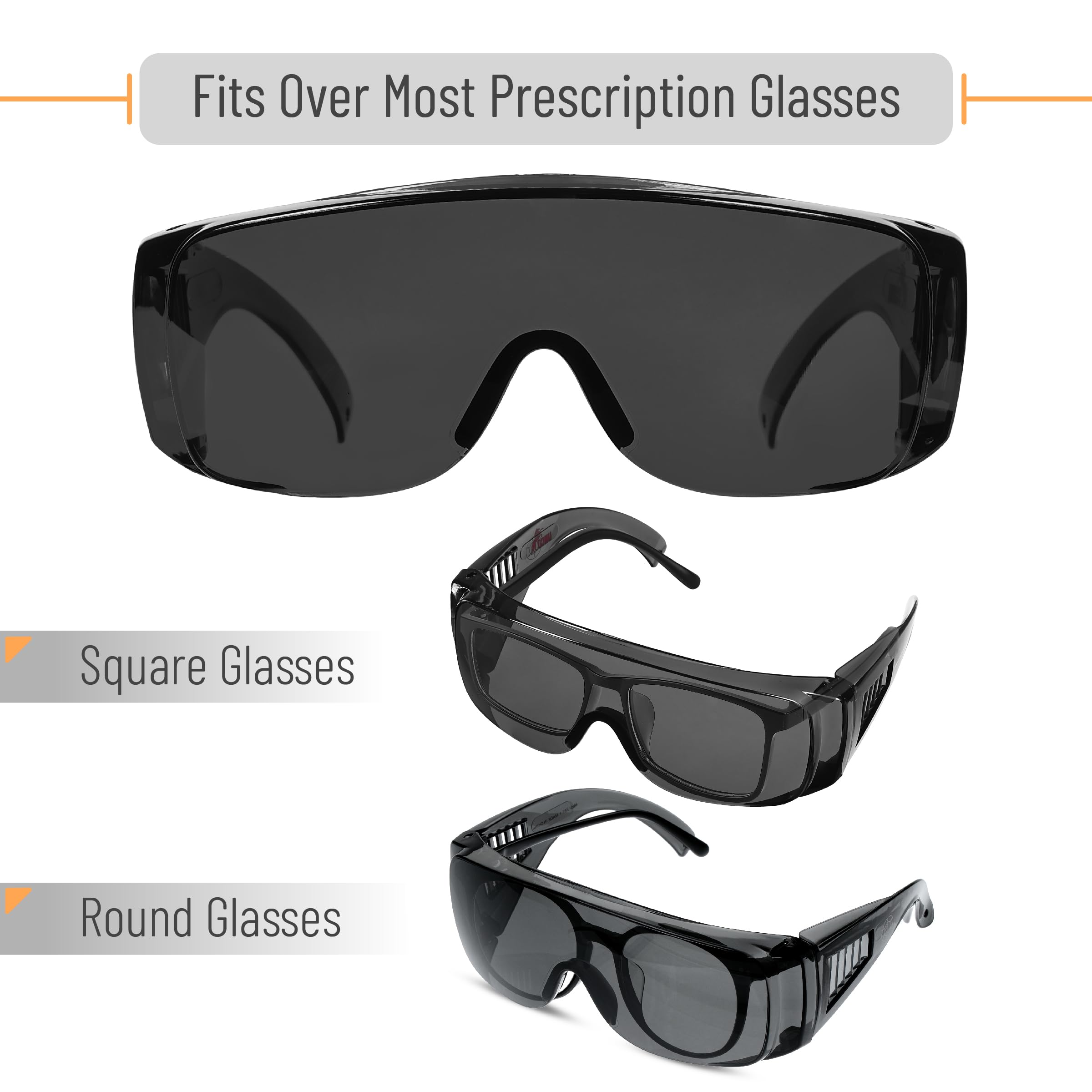 UNCO - Schutzbrille auf Linsen, getönte Gläser auf Brille, Sicherheitsbrille auf Brille, Sicherheitsbrille, Schutzbrille, Schutzbrille,