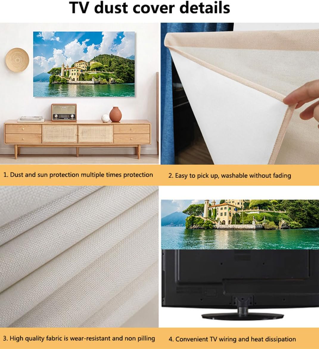 Universal Curved Screen Desktop Monitor Cover TV Dust Cover Indoor TV Display Protectors Dustproof Sun Protection Cover TV Display Protectors(Size:32in(77x48cm),Color:C)