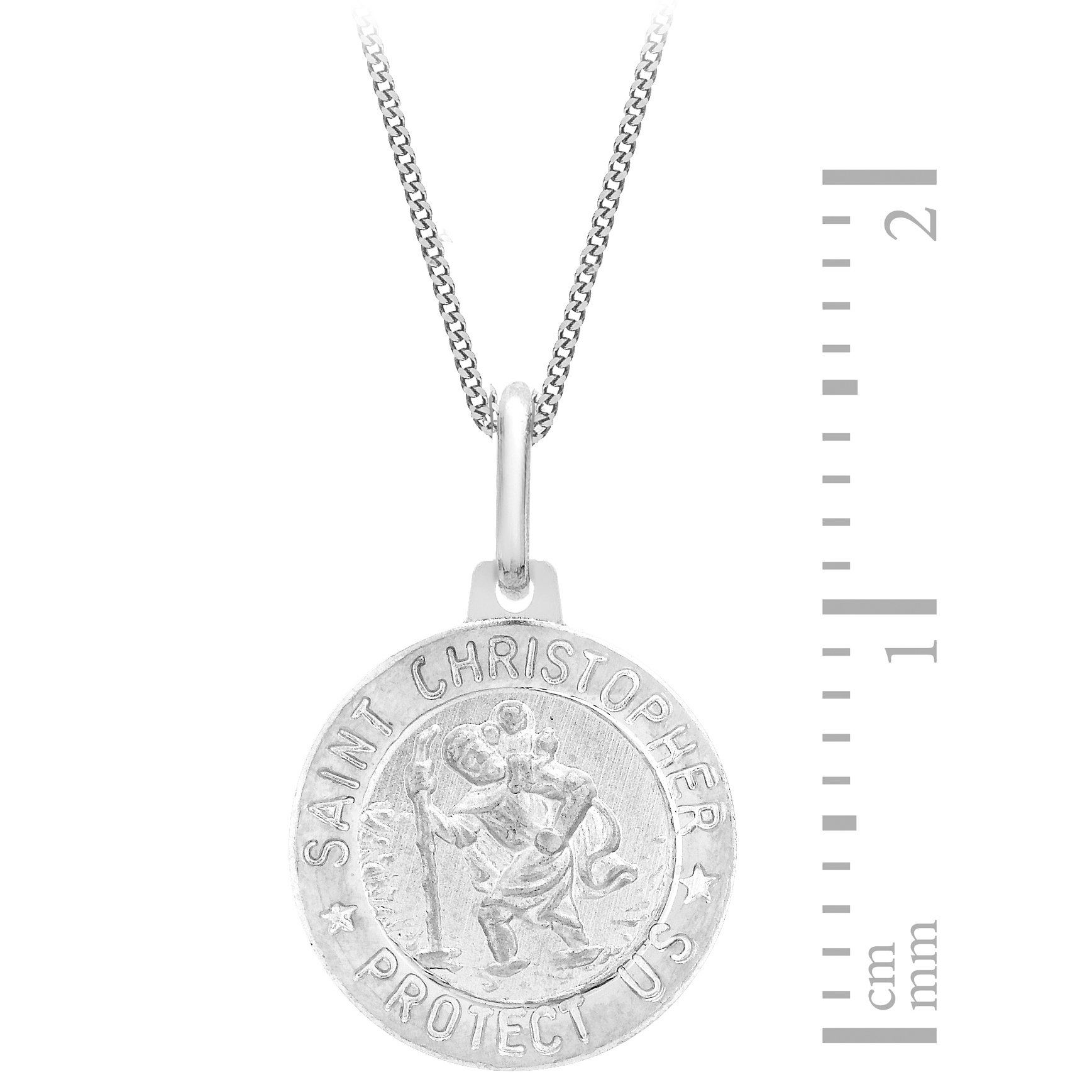 Carissima Gold damski 9-karatowy biały złoty medalik Św. Krzysztofa na łańcuszku naszyjnik o długości 46 cm