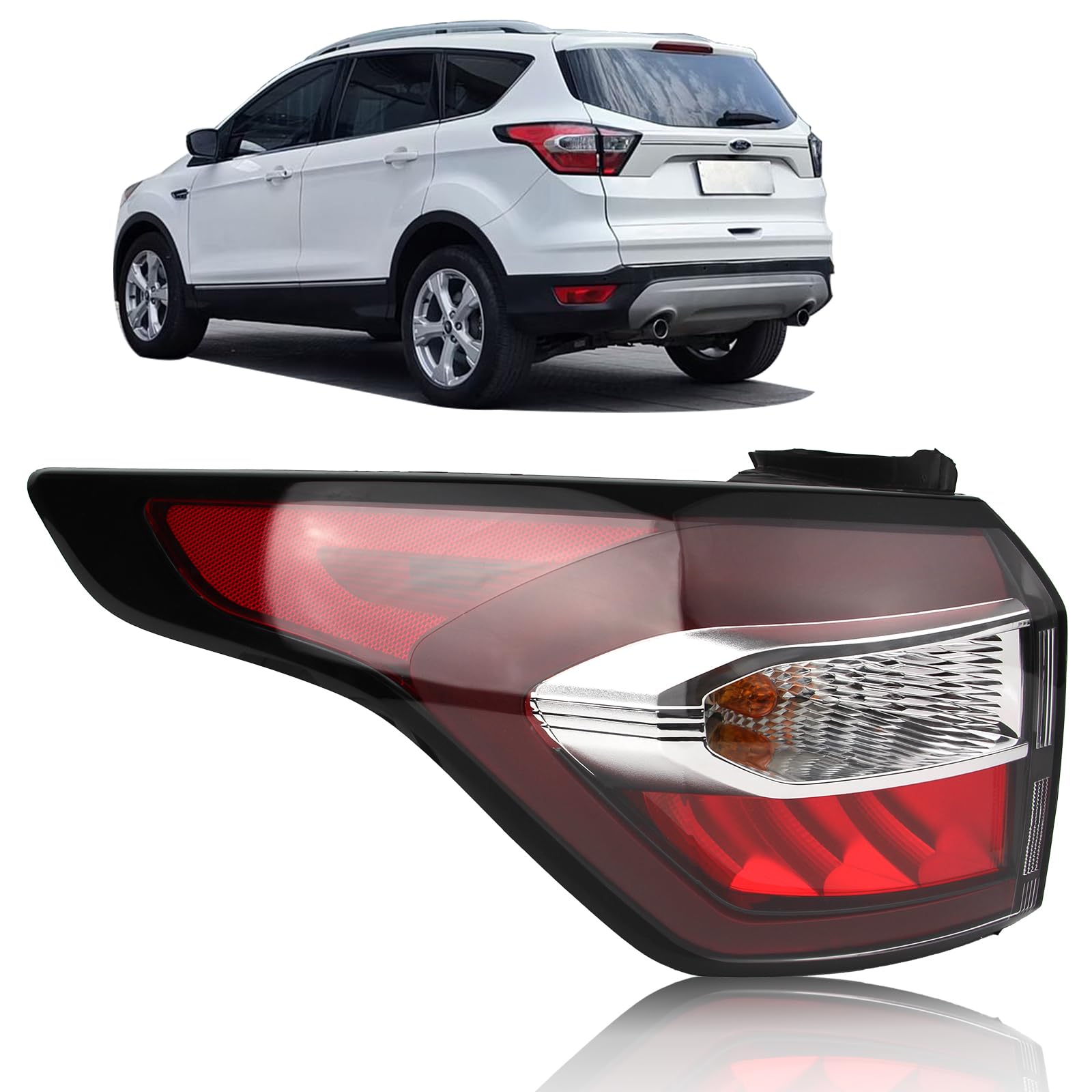 Tail Light Compatible with 2017 2018 Ford Escape S,SE,SEL,Titanium, Rear Taillights with Bulb and Harness, Left Driver Side Tail lamp Assembly OE: GJ5Z13405C