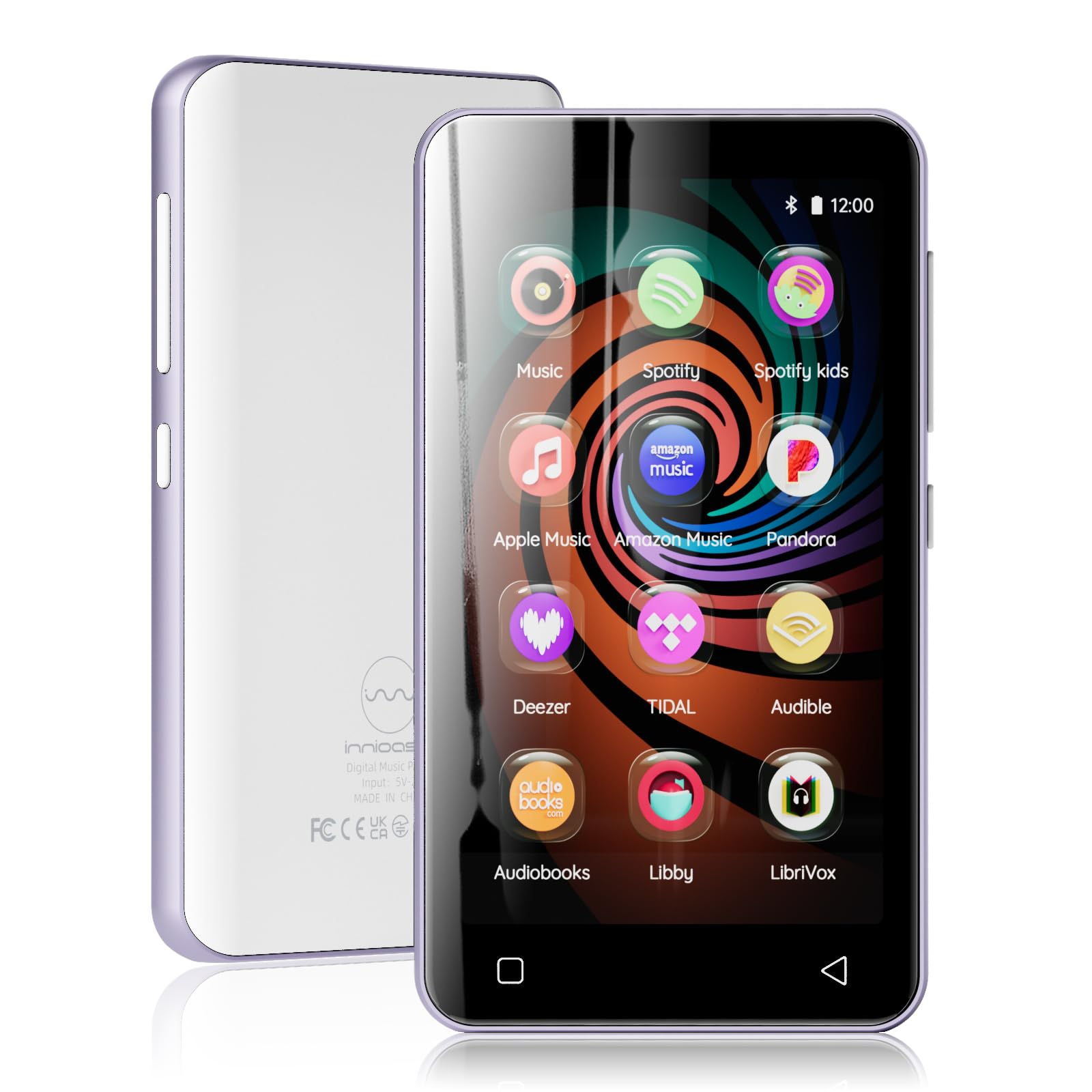Innioasis Lecteur MP3 160 Go avec Bluetooth et WiFi, Lecteur de Musique Android avec Spotify, Amazon Music,Lecteur MP3 à écran Tactile Complet de 4 Pouces avec Audible, Libby (Violet)