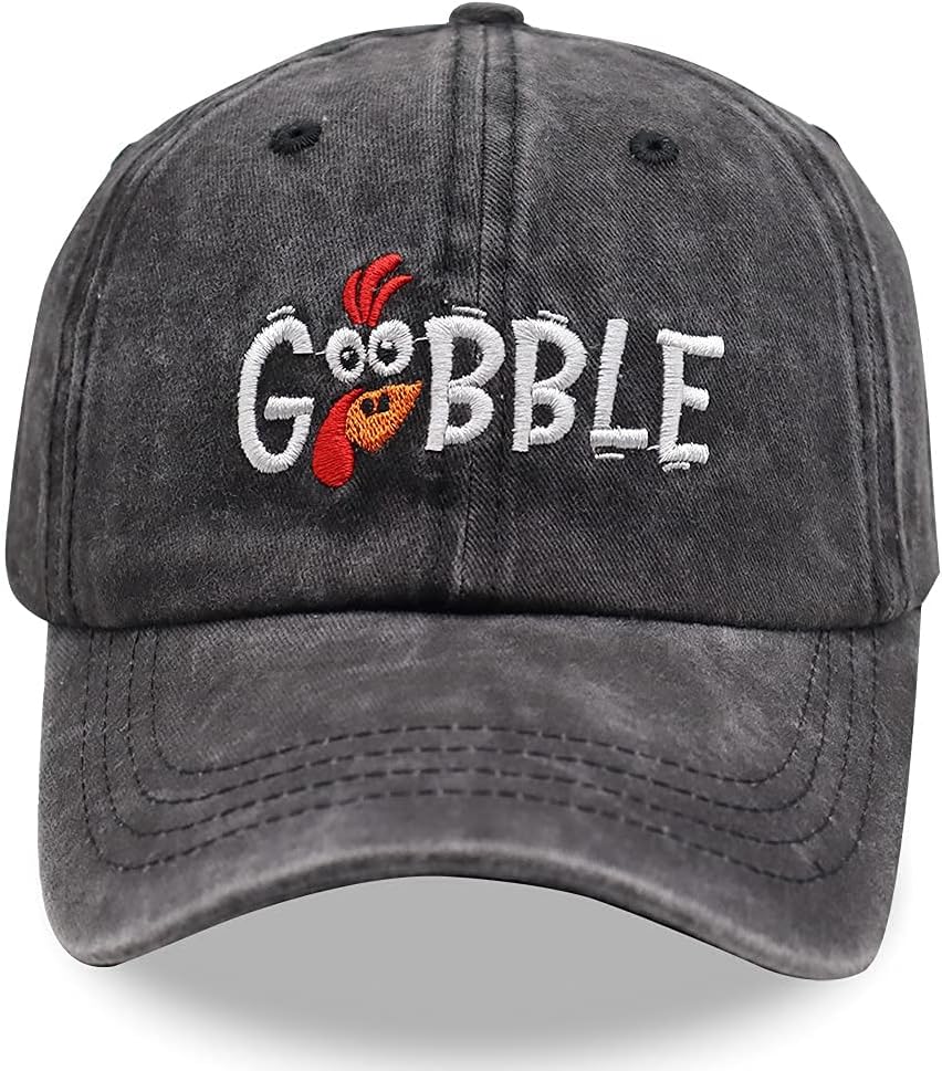 OASCUVER Thanksgiving Decorations Gifts for Women Men, Funny Gobble Turkey Hat, Embroidery Adjustable Baseball Cap