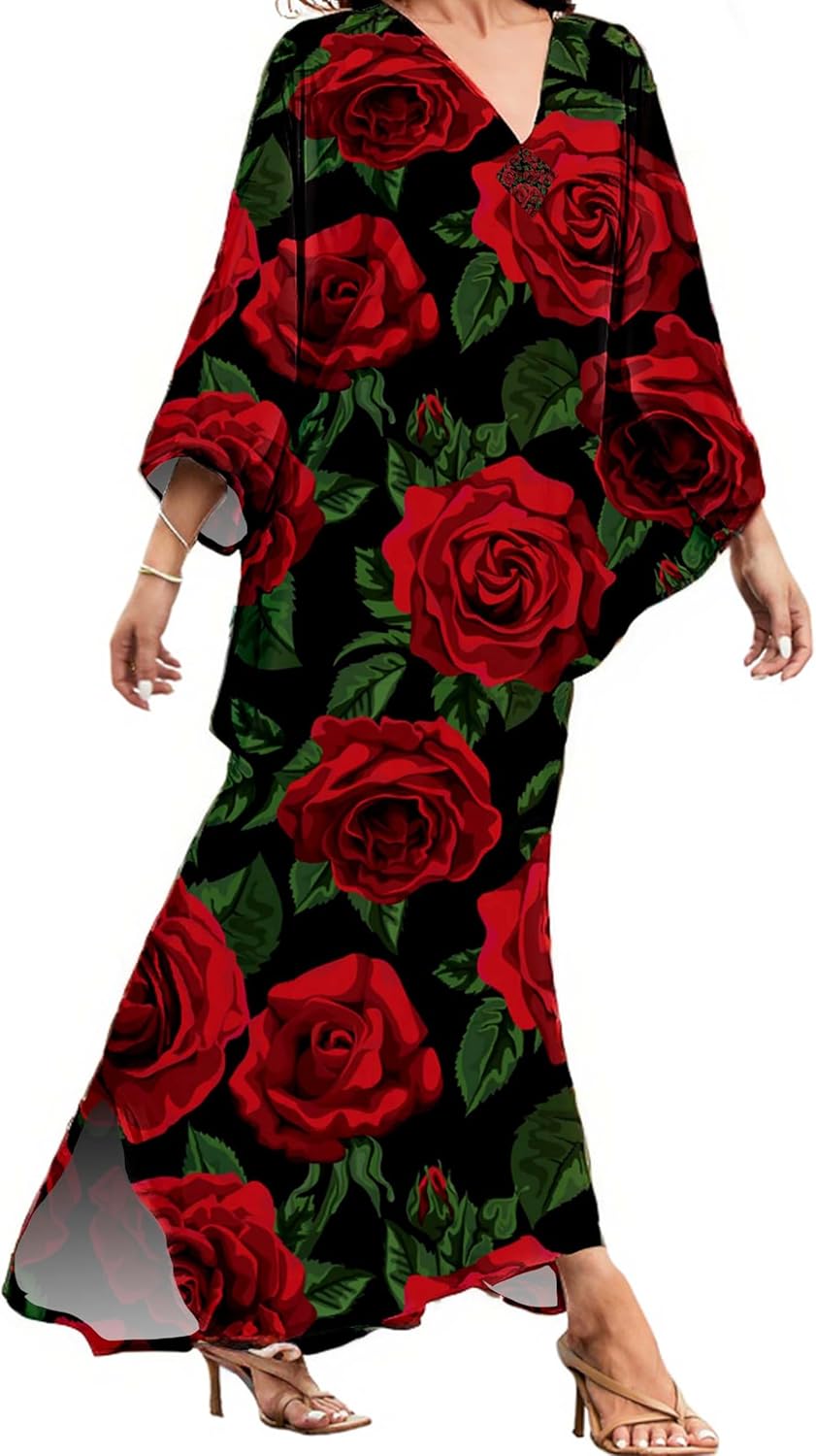 MAKABO Kaftan for Women Dress V Neck Short Sleeve Beach Vacation Bikini Swimsuit Cover Ups Loungewear for Summer