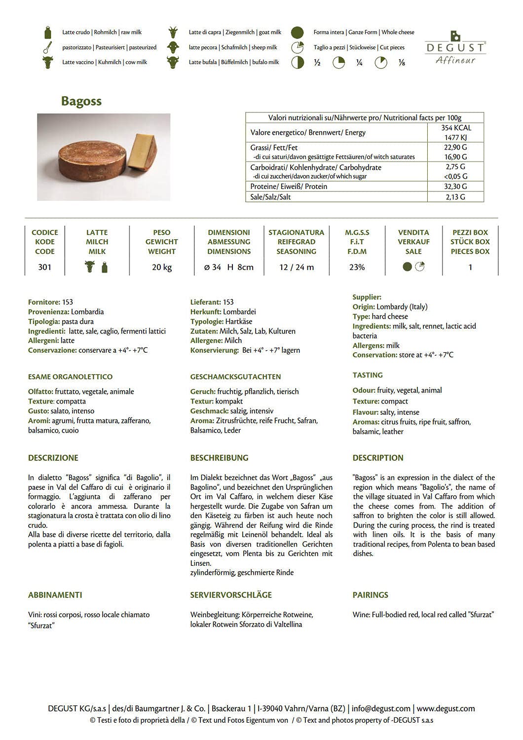 Bagòss Bagolino ca. 500 gr.