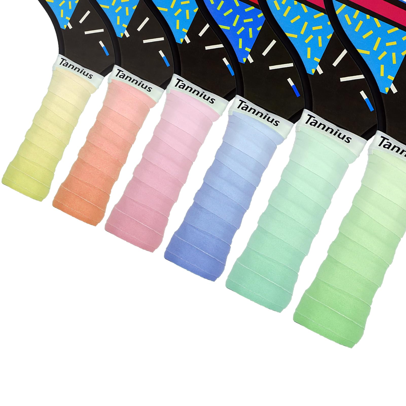 Tannius Pickleball Paddle Grip Tape, 6 Pack Pre-Cut Pickleball Grips, Absorbent and Enhanced Pickleball Paddle Overgrip Tape(Gradient Color)