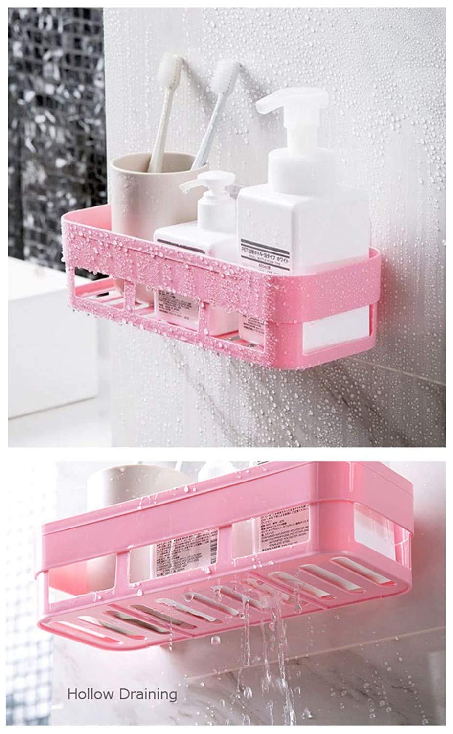 Mobhada Bathroom Kitchen Office Plastic Inter Design Shelf Rack Holder Cum Kitchen Organizer with Suction Cup 1
