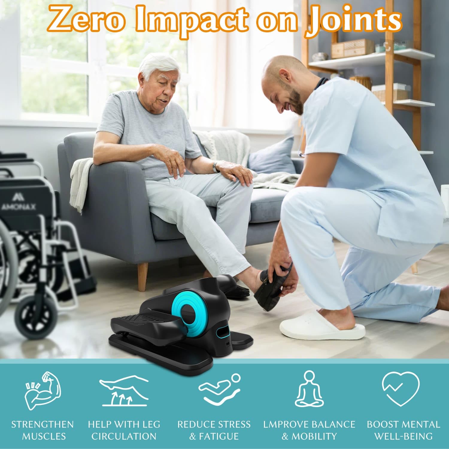 Amonax Ellipse Pedalier Electrique, Motorisé Pedalier D Appartement Assise, Vélos Elliptiques Cardio sous Le Bureau, Mini Elliptique Home Pedalier Electrique Reeducation pour Personnes âgées