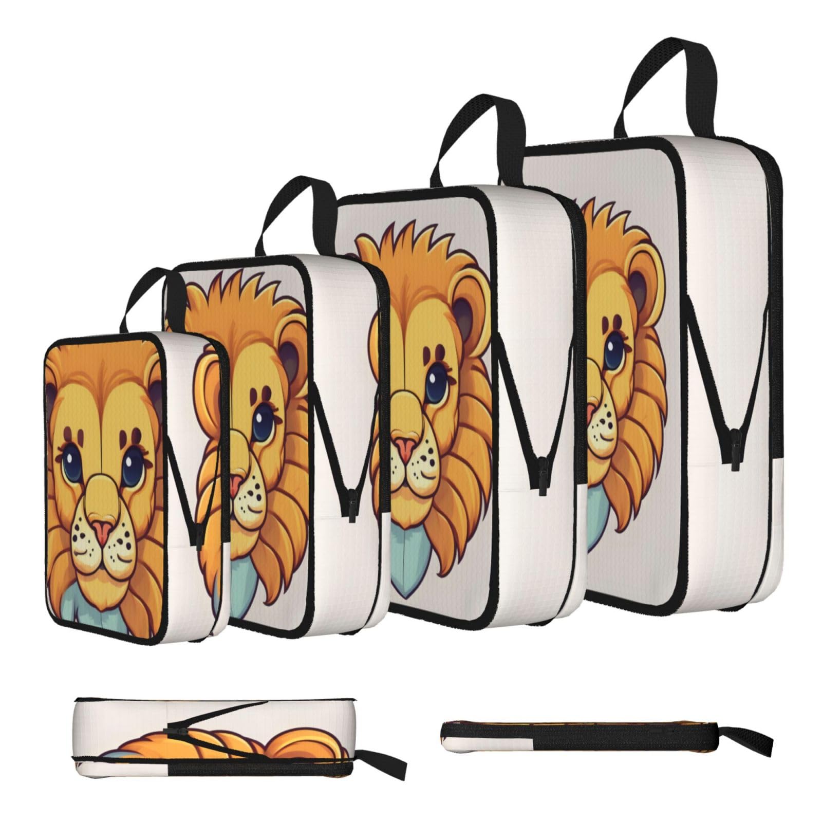Cartoon cute little lion Compression Packing Cubes 4 Piece Set
