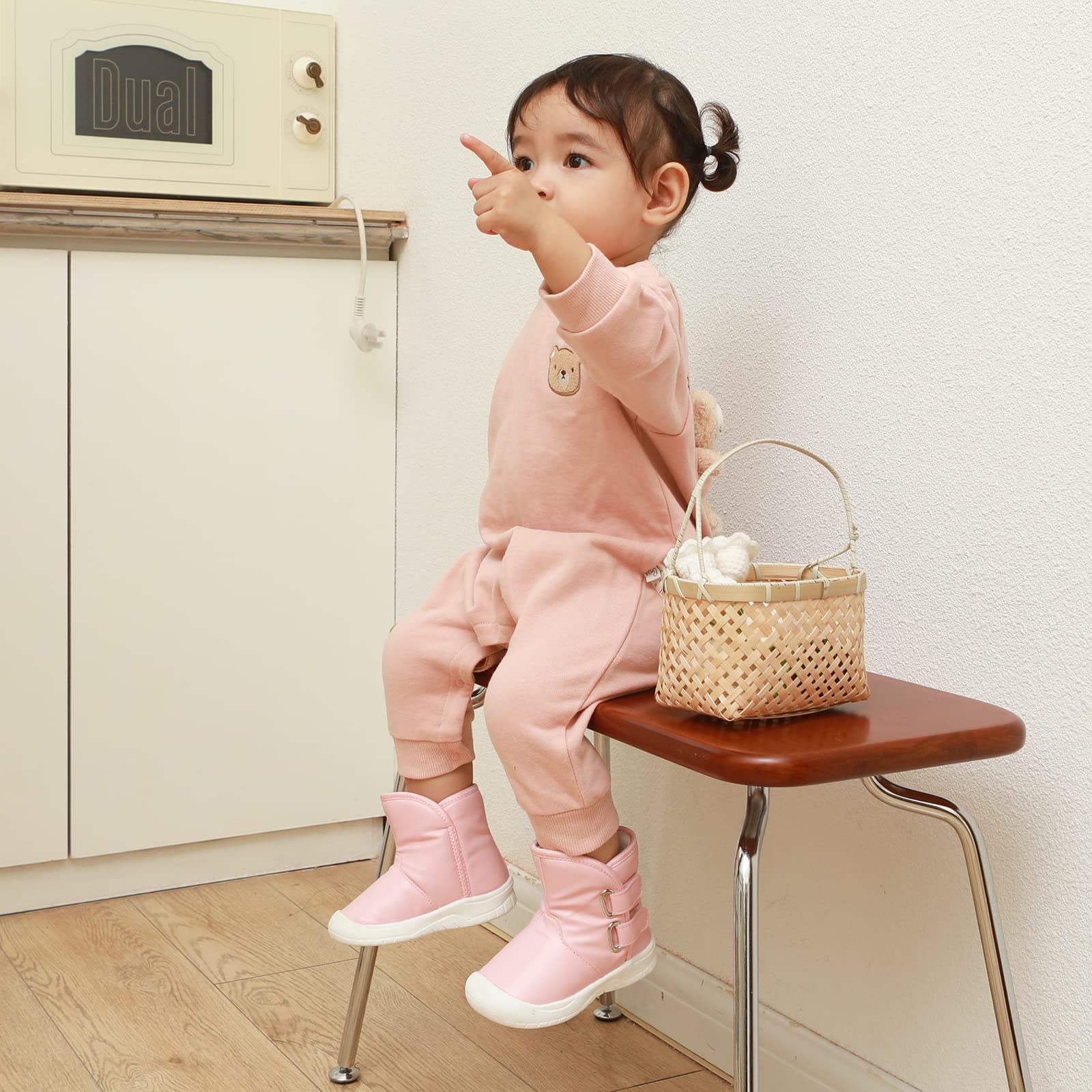 LACOFIA Bottes de Neige d'hiver imperméables en Caoutchouc antidérapant pour bébé Filles et garçons