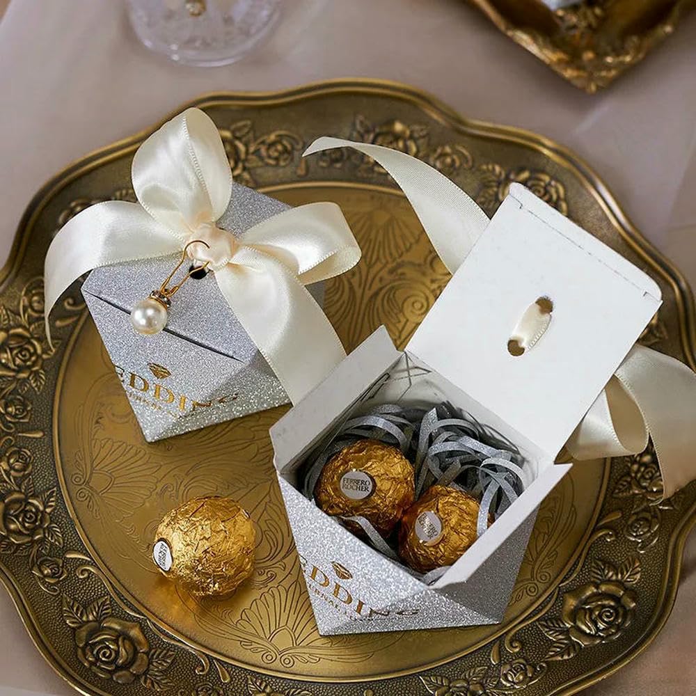 Cajas de Regalo con Forma de Diamante para Dulces, con Cinta de Perlas, para Bodas, Baby Showers, Fiestas, 20, 30 o 50 Unidades
