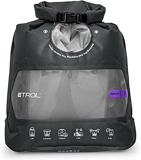 ETROL Wash Bag Portable Washing Machine, Lightweight Manual Washing Machine for Travel, Camping, Laundry, Baby Clothes, Non-Electric, With Bottom Water Outlet and Compartment - L, Gray