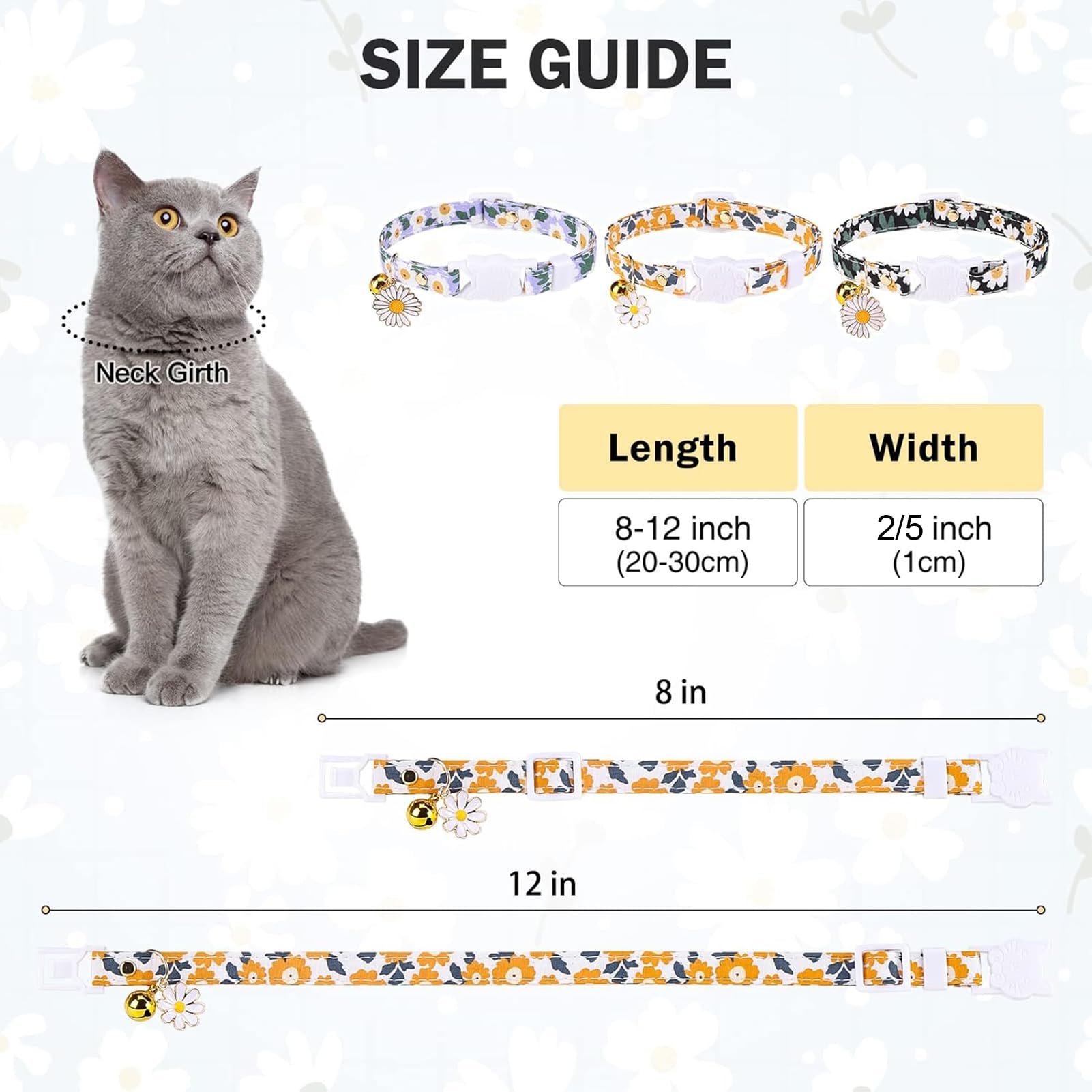 Collares de gato con campanas y abalorios, collar de hebilla de seguridad ajustable personalizado para gatitos, gatos, niñas y niños