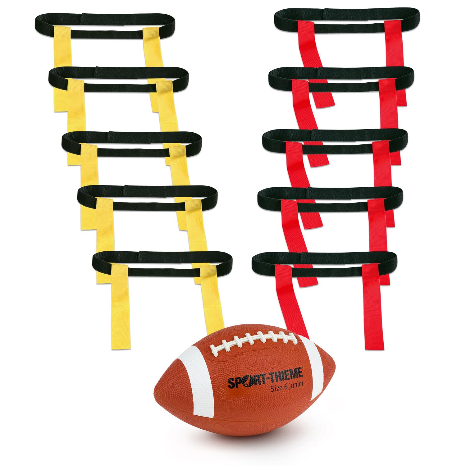 Sport-Thieme Flag Football Set Gameday | Komplett Set für Flag Football Training u. Freizeit | 10 Gürtel 20 Flaggen 1 Ball | Robustes Material für Teams bis 10 Personen