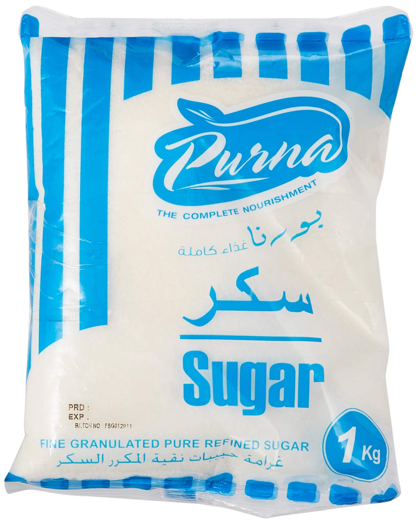Purna White Crystal Sugar - 1 kg(Pack of 12)
