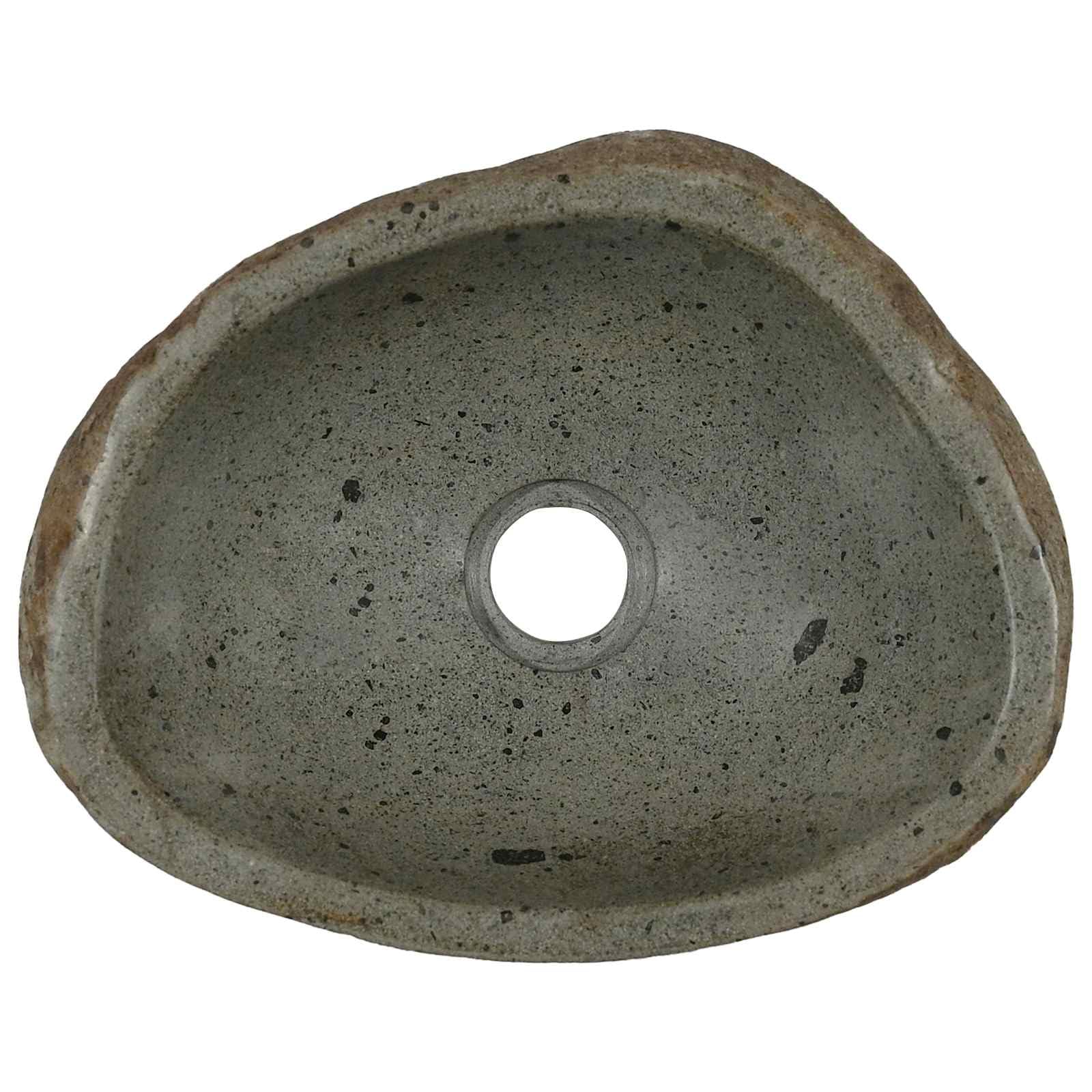 Lavabo in pietra di fiume, grigio chiaro, 30-37 cm x 25-30 cm x 12 cm, per bagno, lavandino a parete, salvaspazio, facile da pulire, con foro di scarico preforato, adatto per ristrutturazione