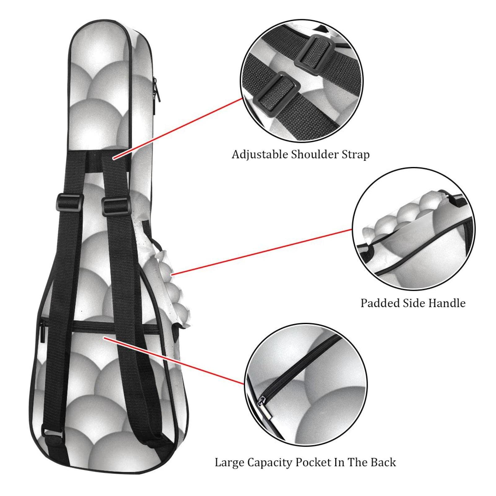 Housse de ukulélé soprano rétro pour ukulélé ténor avec sangles réglables et sac rembourré imperméable
