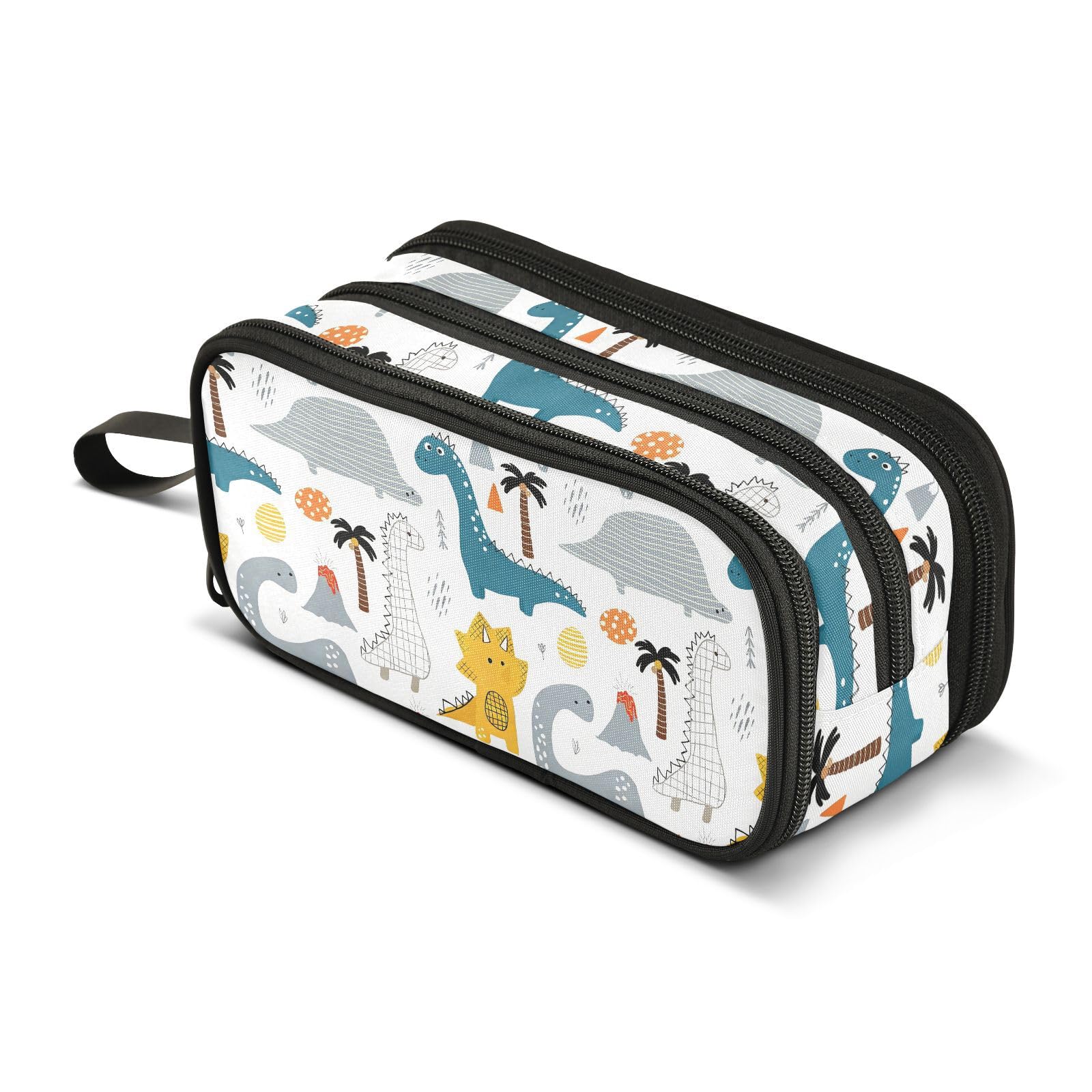 Mnsruu Cute Dinosaur Pencil Case Boys Girls Pen Bag Large Capacity School Office Stationery Organizer Pencil Pouch Holder Zipper Kids Teens Adults