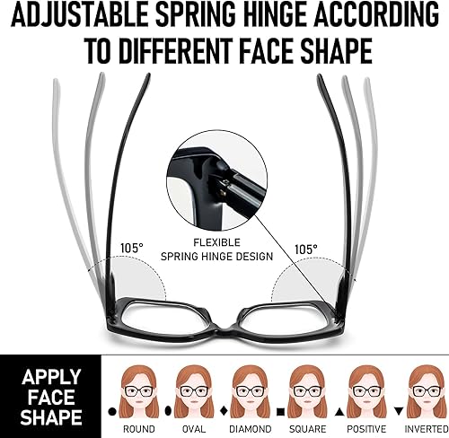 Miniatura 4 de DXYXYO Gafas de lectura estilo Oprah de gran tamaño para mujer, paquete de 3 con bisagra de resorte, bloqueo de luz azul cuadrada, lector de
