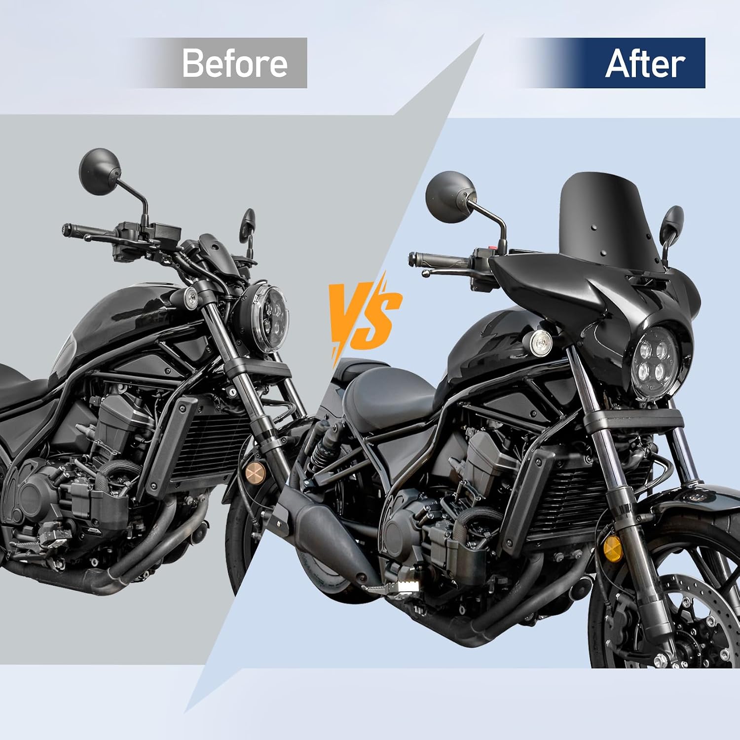 Motorcycle Headlight Fairing Cowl with Dark Smoke Windshield Deflector Fit for Rebel 1100 CM CMX 1100 2021 2022 2023 2024 2025 2026 Windscreen Visor Matte Black