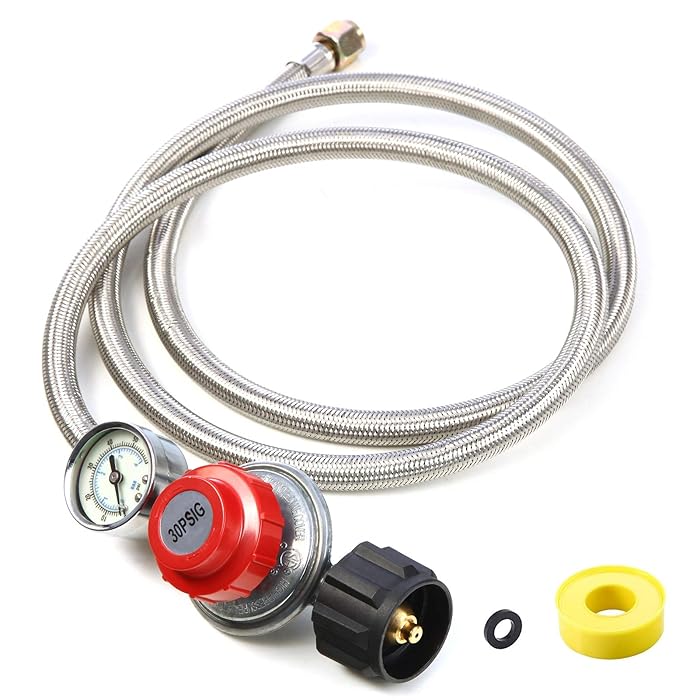 Buy 5Ft Adjustable Propane Regulator Hose Braided Steel 030 PSI Gas