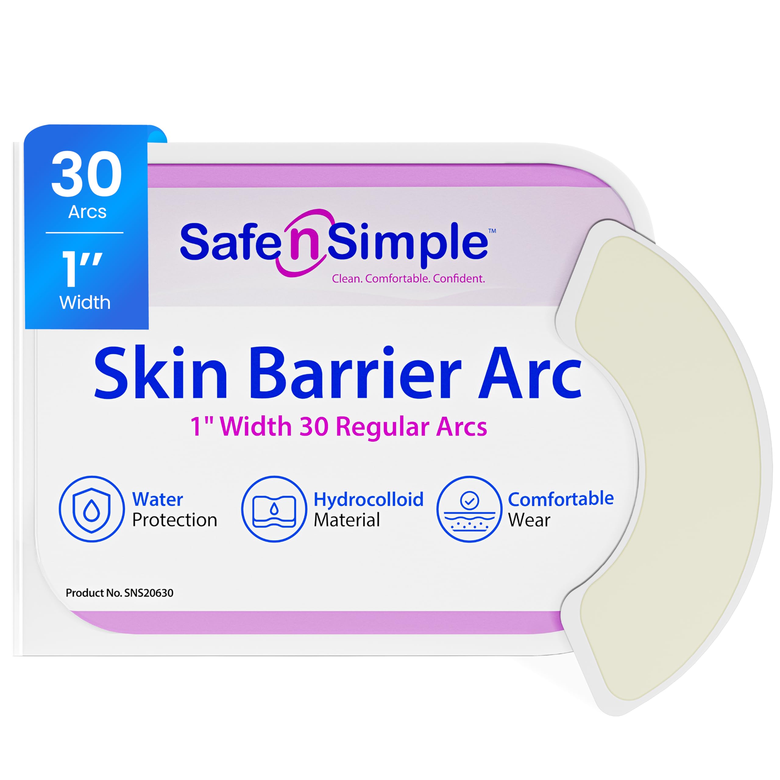 Safe n' Simple Hydrocolloid Skin Barrier Arc - Ostomy Barrier Strips -30 Count- Hydrocolloid Skin Barrier Strips Accessories for