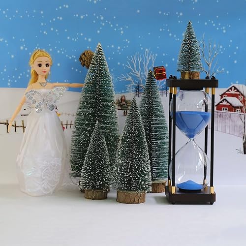 Miniatura 5 de Bottle Brush Christmas Trees Mini Christmas Trees Small Christmas Trees Mini Pine Trees Desktop Miniature Christmas Trees with Snow and Wooden Base