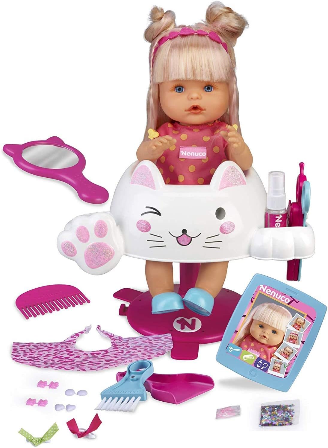 Nenuco Glitter Hairdresser โ Baby Doll Combs and Cuts Hair (Famous 700015153)