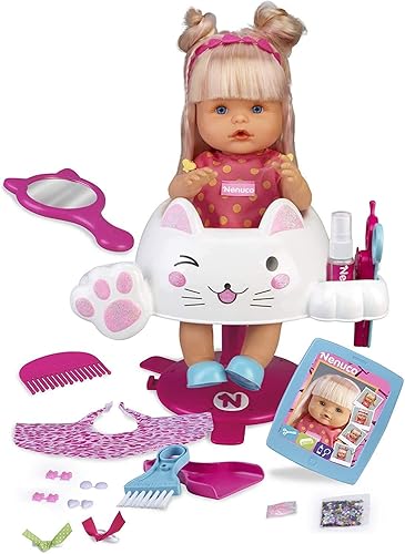 Miniatura 1 de Nenuco - Peluquería con purpurina - Muñeca bebé con juego de peluquería, accesorios para el cabello, tijeras mágicas