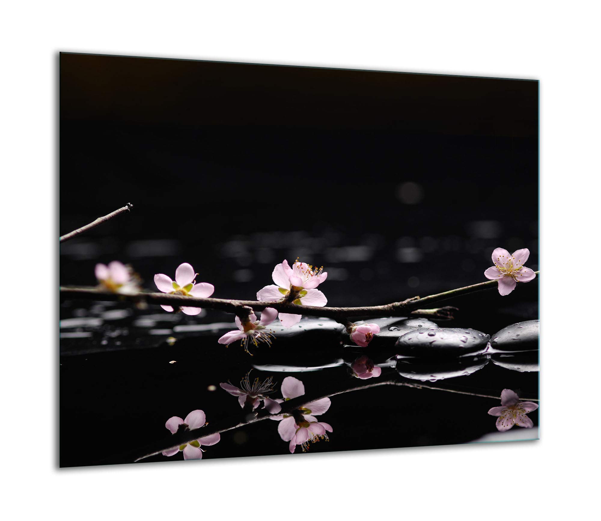 TMK - Placa protectora de vitrocerámica 60 x 52 cm 1 pieza cocina eléctrica universal para inducción protección contra salpicaduras tabla de cortar de vidrio templado como decoración, negro flores