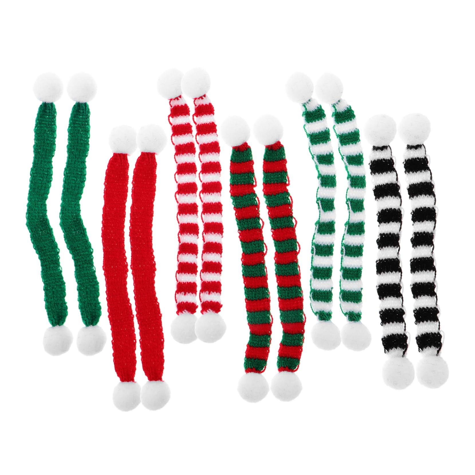 ibasenice 12pcs Mini Christmas Dollhouse Knitted Scarves Festive Ornaments for Tree Decorations Craft Supplies Holiday Accessories Colors for Wine