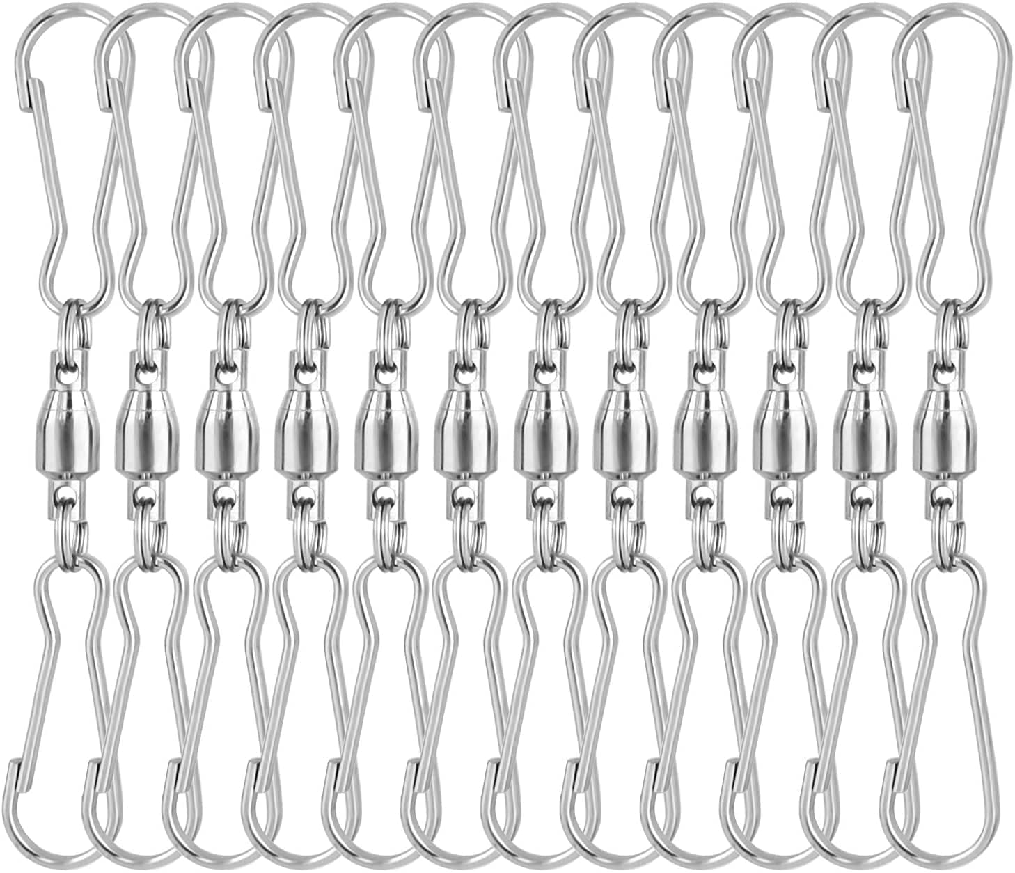 12PCS Spinning Dual Clip Swivel Hooks for Wind Spinners, Hanging Windsock, Bird Feeders, Wind Chimes Crystal Twisters Party Supply