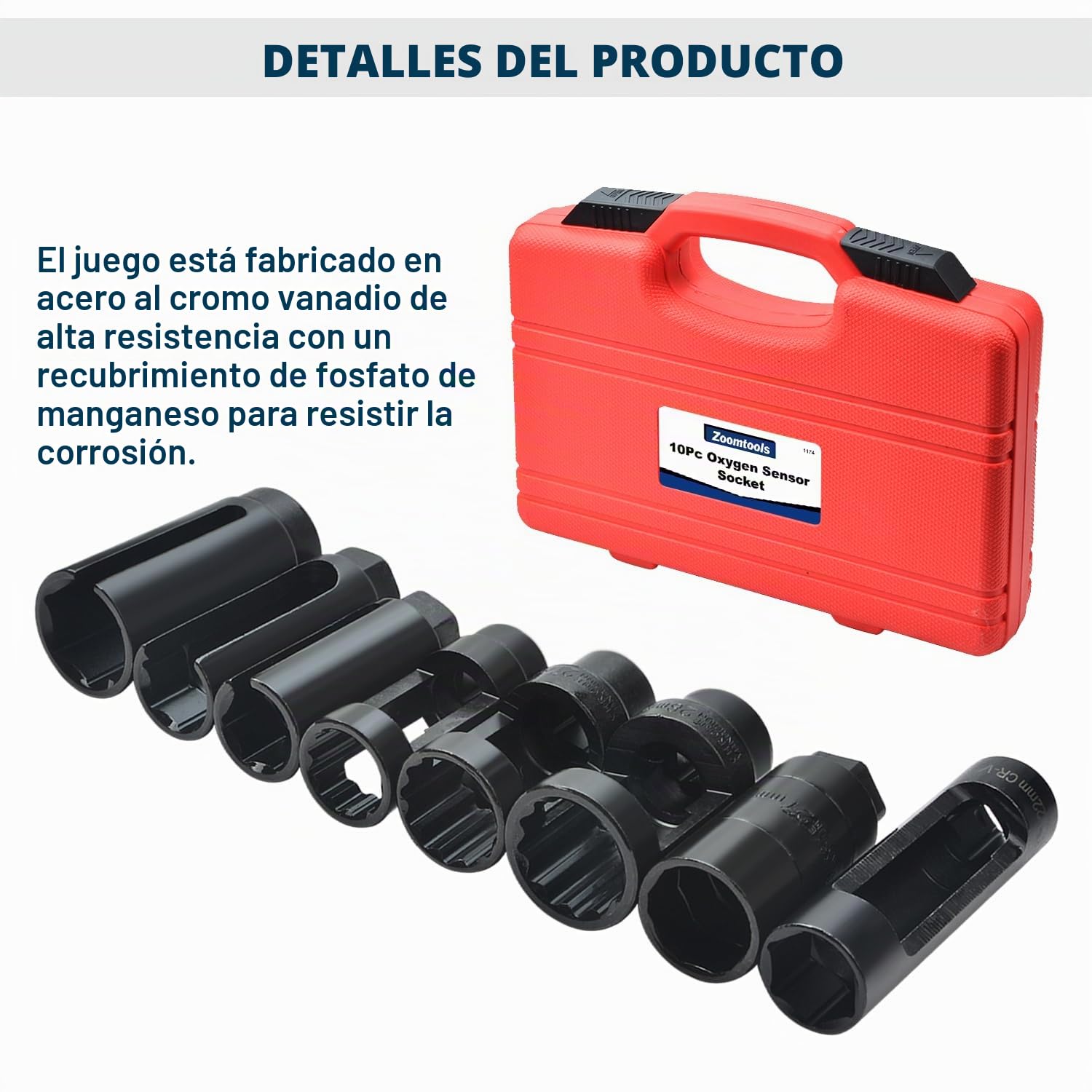Llaves Sonda Lambda, 22mm 27mm 29mm Vaso Sonda Lambda, Llave de Vaso Para Sondas Lambda (10 piezas)