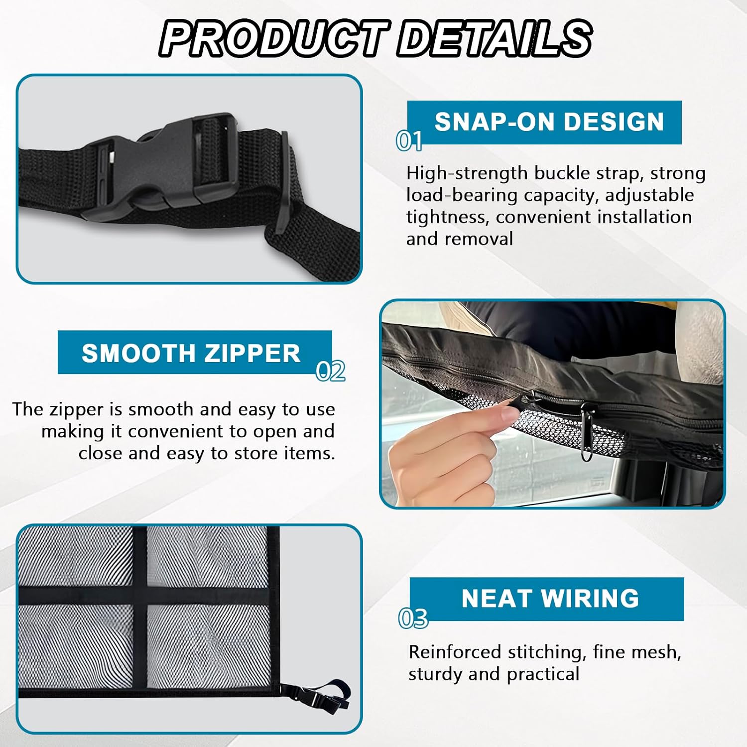 Car Ceiling Cargo Net Pocket,Double-Layer Roof Storage Net,Upgrade Truck Roof Rack Storage Netting,Overhead Ceiling Mesh Organizer,Universal Car Camping Mesh Organizer for Road Trip Essentials