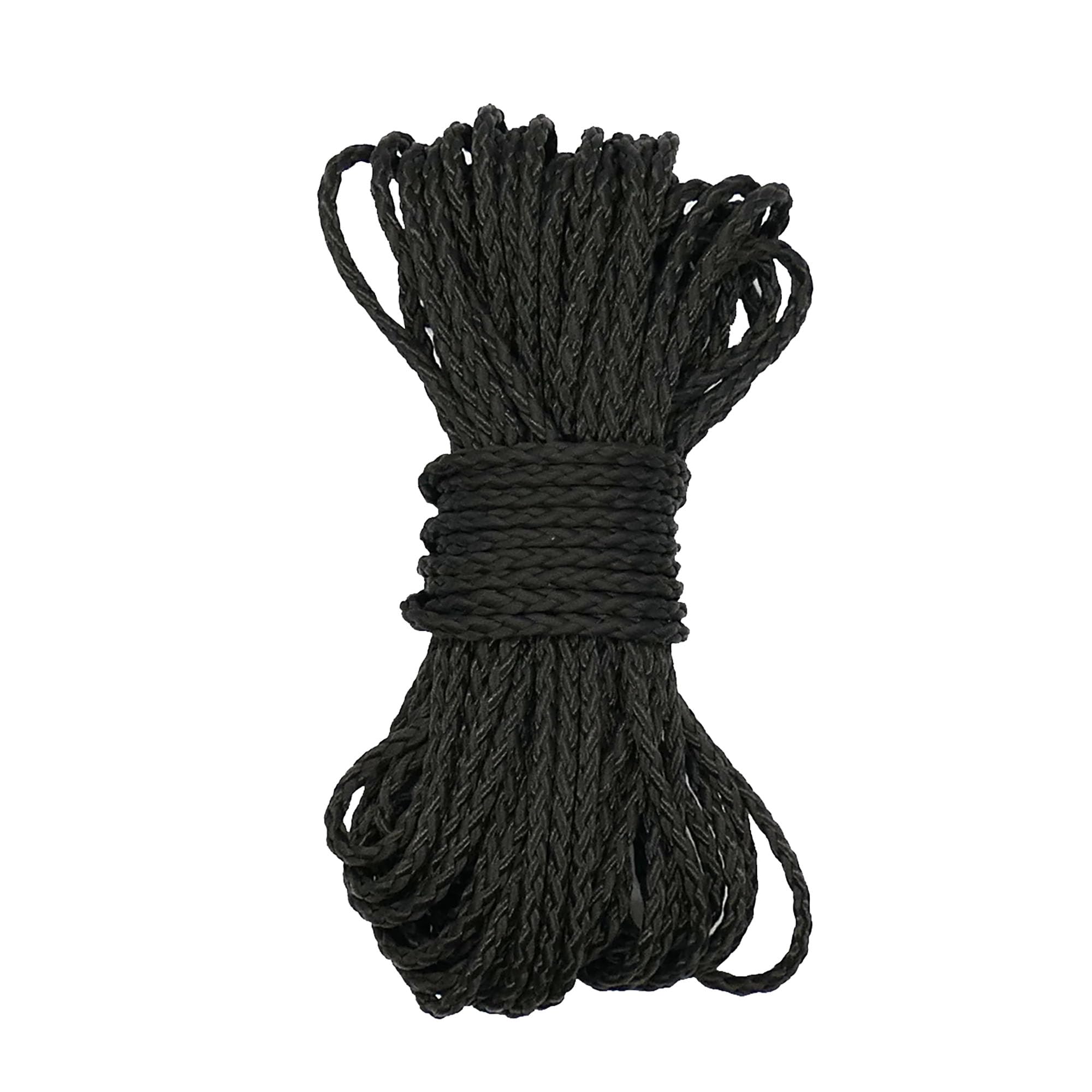 ​Braided Polypropylene Rope Fibre Rope, 4mm Black - 10m Length, Weather-Resistant, Lightweight, Durable Rope for Crafts, Knotting, Macrame, Dog Leads, Breaking Strength 280kg