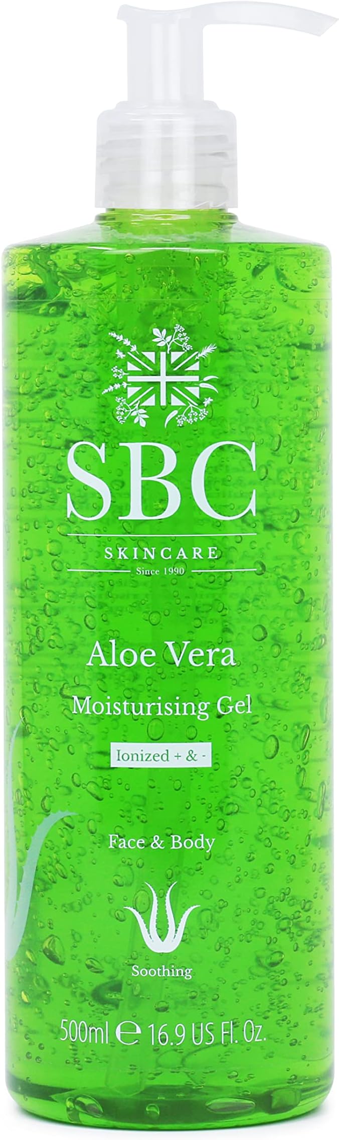 Skincare Aloe Vera Moisturising Gel 500ml Lightweight Aloe Vera Cooling Gel for Face and Body Moisturiser for Dry, Damaged and Sunburn Skin, Aloe Vera Aftersun Gel