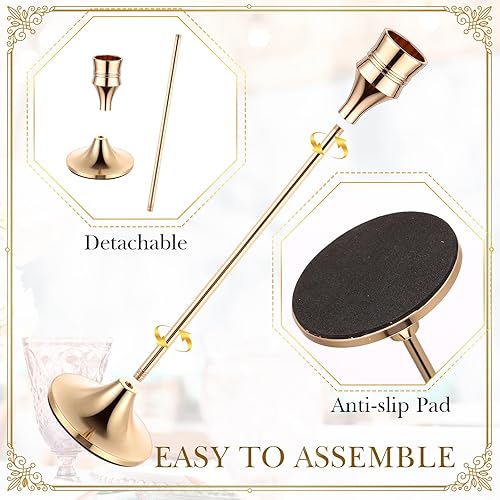 Miniatura 3 de Yaomiao 30 portavelas de oro cónico – Candelabros decorativos dorados para decoración del hogar, boda, fiesta de comedor