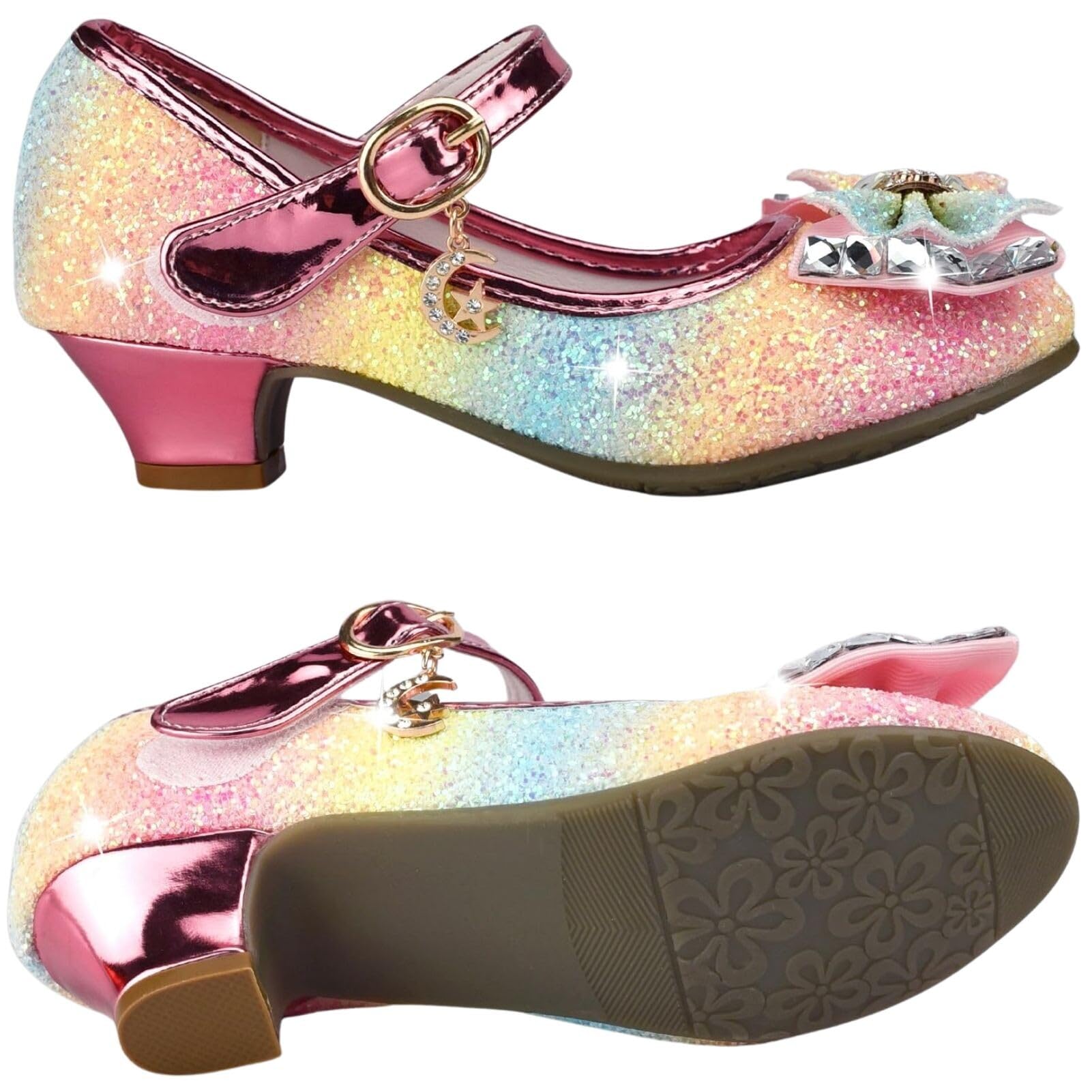 Chaussure Talon Fille Princesse Ballerine Paillettes Papillon Noël Carnaval
